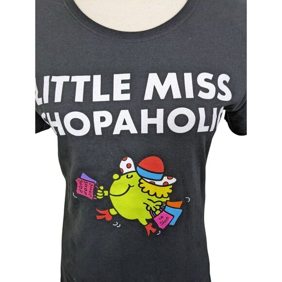 Mr Men Little Miss Memes T Shirt Womens M Black Little Miss Shopaholic Funny - Picture 2 of 6
